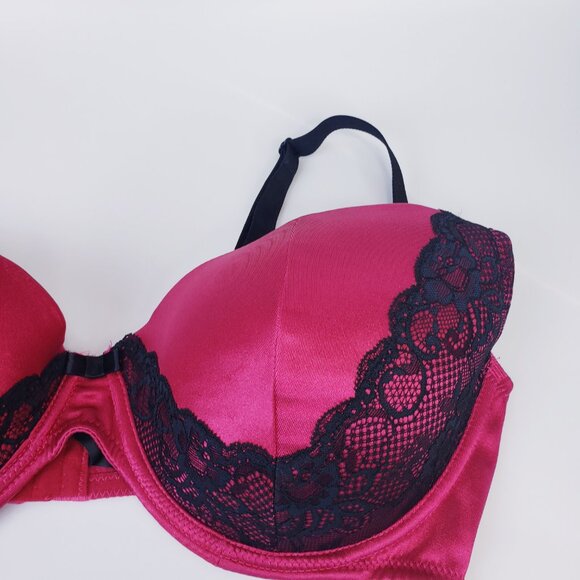 Fredericks of Hollywood Bra ~ Size 40DD Wine Red & Black Lace Padded Wire Bra - Picture 7 of 7